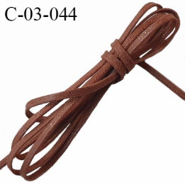 Cordon lacette 3 mm très solide couleur marron diamètre 3 mm prix au mètre