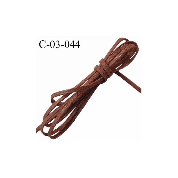 Cordon lacette 3 mm très solide couleur marron diamètre 3 mm prix au mètre