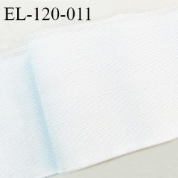 Elastique plat 120 mm couleur blanc brillant brodé sur les bords bonne élasticité allongement +100% largeur 120 mm prix au mètre