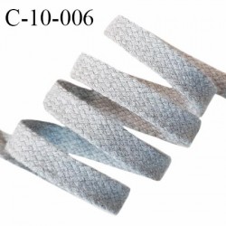 Cordon galon lacet tube largeur 10 mm couleur gris chiné prix au mètre