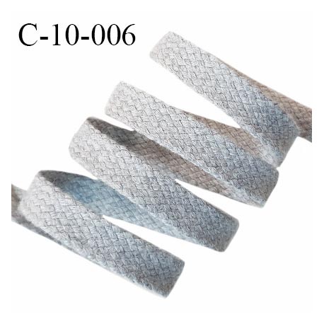 Cordon galon lacet tube largeur 10 mm couleur gris chiné prix au mètre