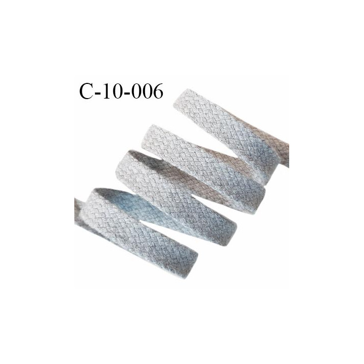 Cordon galon lacet tube largeur 10 mm couleur gris chiné prix au mètre