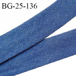 Biais plié 25 mm couleur bleu effet jean largeur 25 mm + 2 rebords pliés prix au mètre