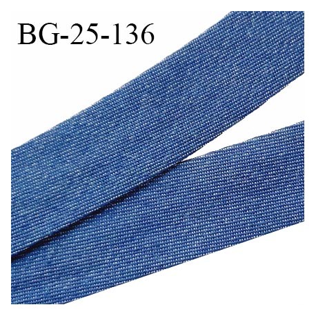 Biais plié 25 mm couleur bleu effet jean largeur 25 mm + 2 rebords pliés prix au mètre