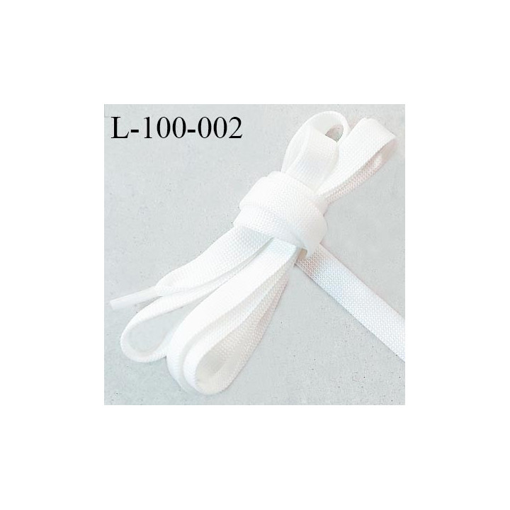 Lacet plat 100 cm couleur naturel en jersey largeur 10 mm  longueur 100 cm embout gainé prix pour une paire