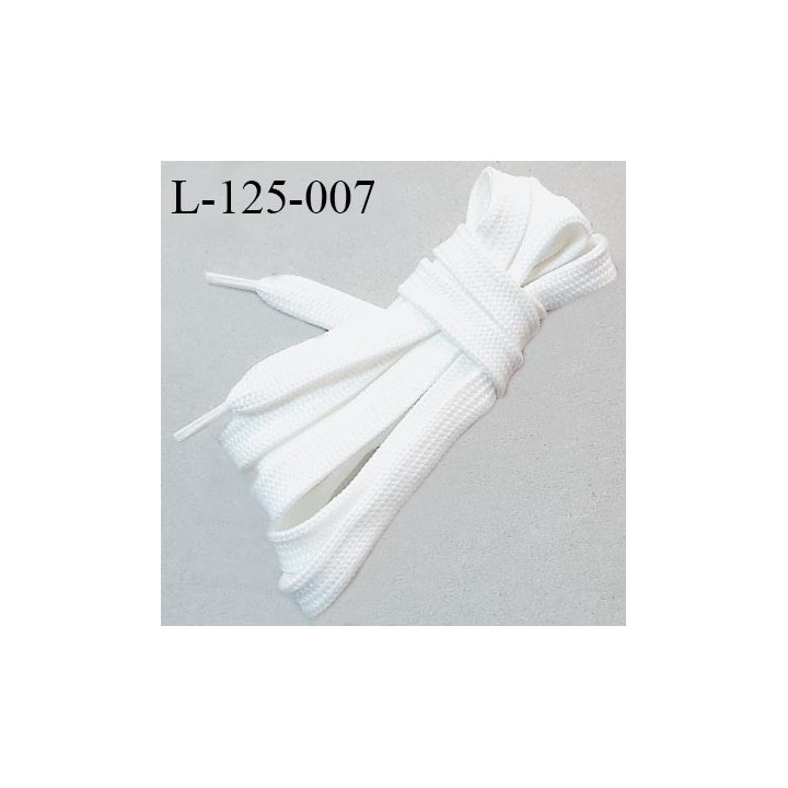 Lacet plat 125 cm couleur blanc largeur 7 mm longueur 125 cm embout gainé prix pour une paire