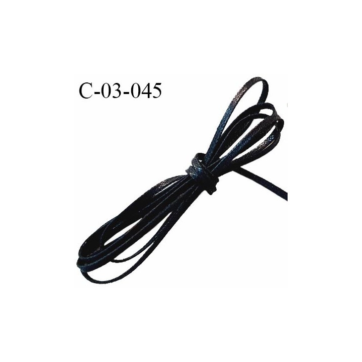 Cordon lacette 3 mm très solide couleur noir diamètre 3 mm prix au mètre