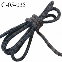 Cordon 5 mm très solide couleur gris avec petit cordon intérieur de 2 mm de diamètre prix au mètre