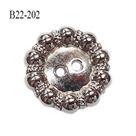 Bouton 22 mm en métal couleur chromé 2 trous diamètre 22 mm épaisseur 2.5 mm prix à la pièce