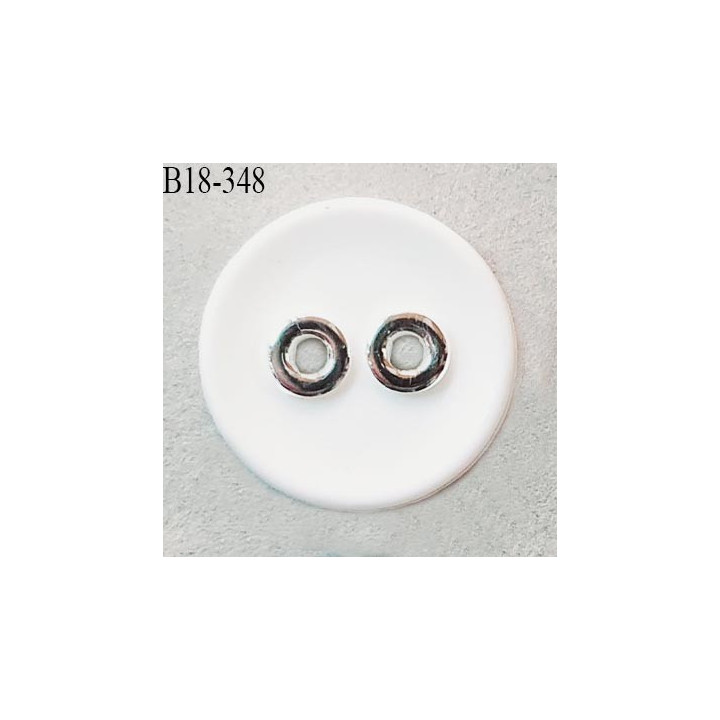 Bouton 18 mm en pvc couleur naturel et argent 2 trous diamètre 18 mm épaisseur 3.5 mm prix à l'unité