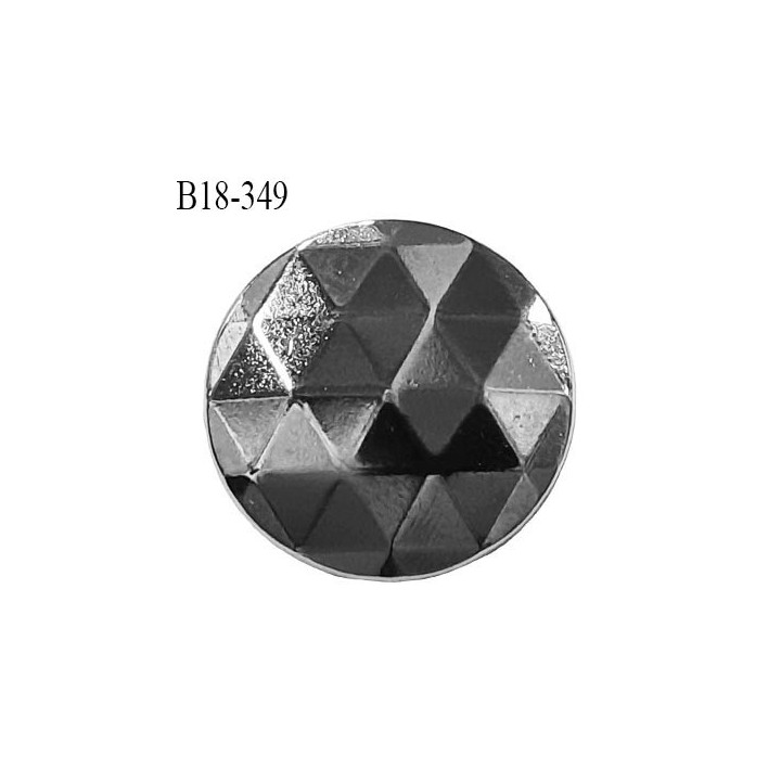 Bouton 18 mm métal acier brllant a facette trinangle acroche avec un anneau diamètre 18 mm