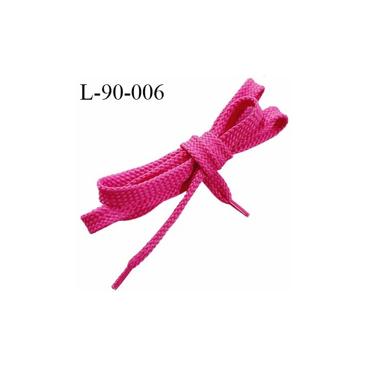 Lacet plat 90 cm couleur rose indien largeur 10 mm longueur 90 cm embout gainé prix pour une paire