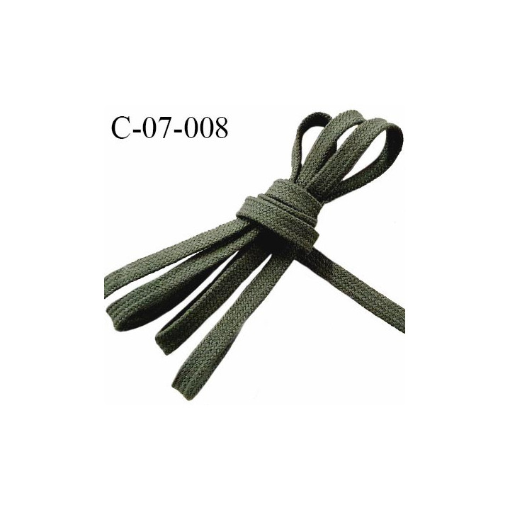 Cordon galon lacet tube largeur 7 mm couleur vert kaki prix au mètre