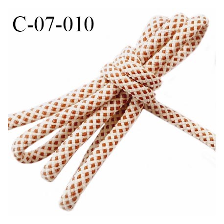 Cordon 7 mm très solide couleur beige et marron diamètre 7 mm avec cordon intérieur 4 mm prix au mètre