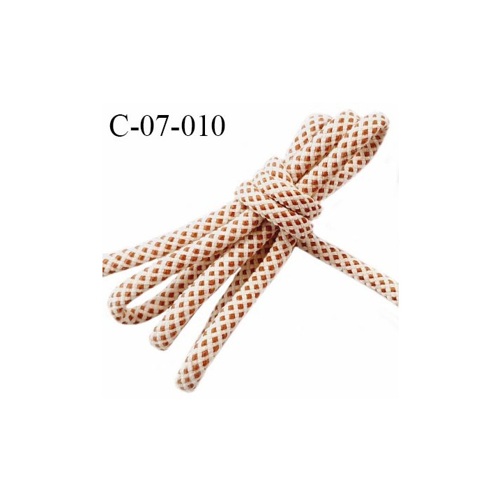 Cordon 7 mm très solide couleur beige et marron diamètre 7 mm avec cordon intérieur 4 mm prix au mètre