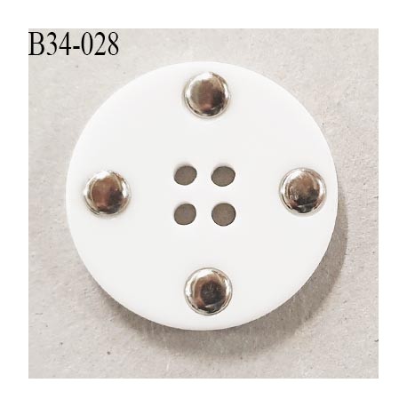 Bouton 34 mm en pvc couleur blanc 4 trous diamètre 34 mm épaisseur 4.5 mm prix à l'unité