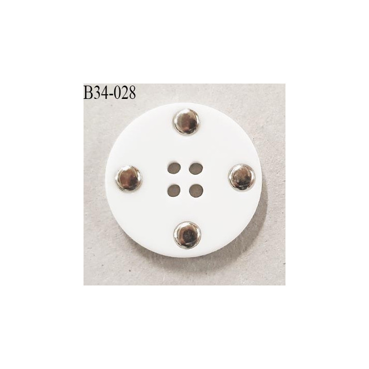 Bouton 34 mm en pvc couleur blanc 4 trous diamètre 34 mm épaisseur 4.5 mm prix à l'unité