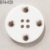 Bouton 34 mm en pvc couleur blanc 4 trous diamètre 34 mm épaisseur 4.5 mm prix à l'unité