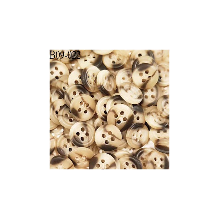 Bouton 09 mm couleur beige marbré marron diamètre 9 mm épaisseur 2.5 mm prix à la pièce