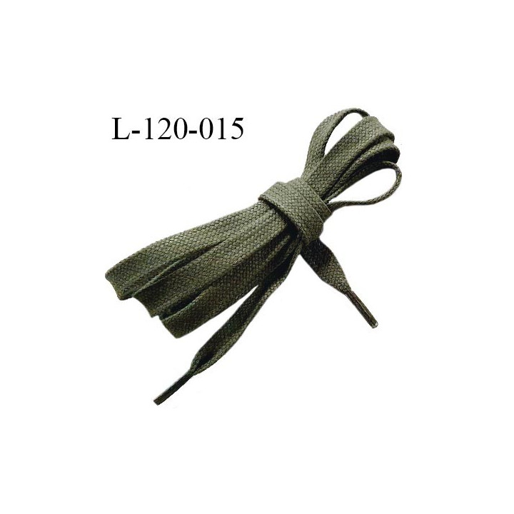 Lacet plat 120 cm couleur vert kaki largeur entre 9 et 10 mm longueur 120 cm embout gainé prix pour une paire