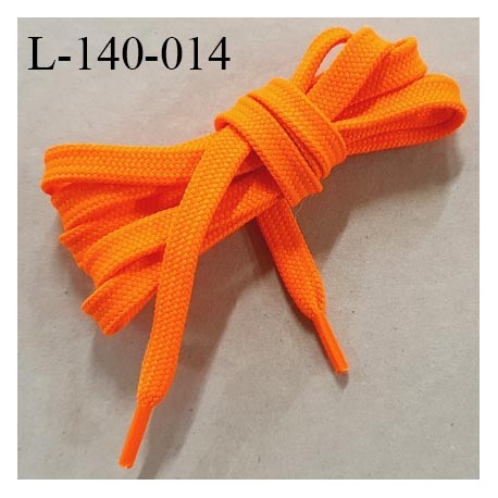 Lacet plat 140 cm couleur orange fluo largeur entre 9 et 11 mm longueur 140 cm embout gainé prix pour une paire