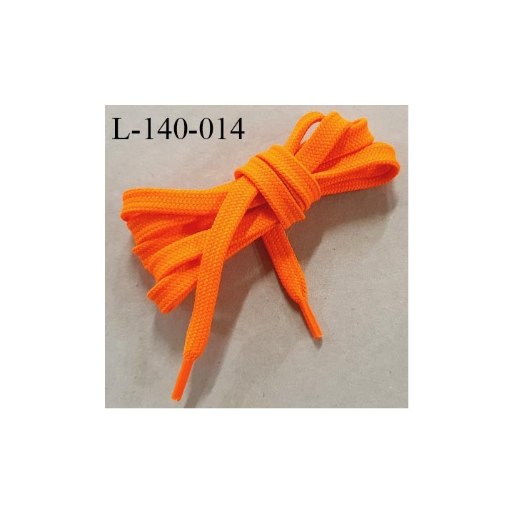 Lacet plat 140 cm couleur orange fluo largeur entre 9 et 11 mm longueur 140 cm embout gainé prix pour une paire