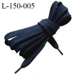 Lacet plat 150 cm couleur bleu marine largeur entre 9 et 12 mm longueur 150 cm embout gainé prix pour une paire