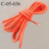 Cordon 5 mm très solide couleur orange fluo avec petit cordon intérieur de 3 mm de diamètre prix au mètre