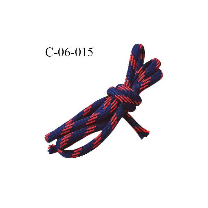 Cordon 6 mm très solide couleur bleu marine et rouge avec cordon intérieur de 5 mm de diamètre prix au mètre