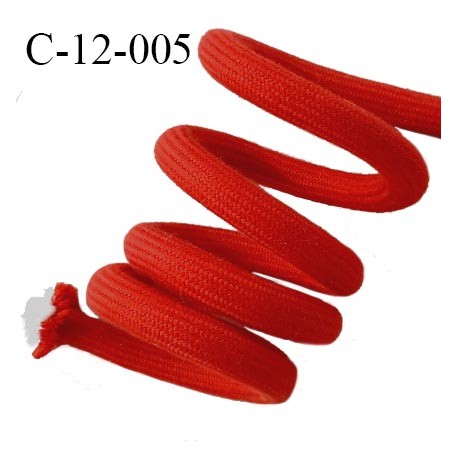 Cordon 12 mm très solide couleur rouge diamètre entre 12 mm et 14 mm avec cordon intérieur blanc diamètre 11 mm prix au mètre