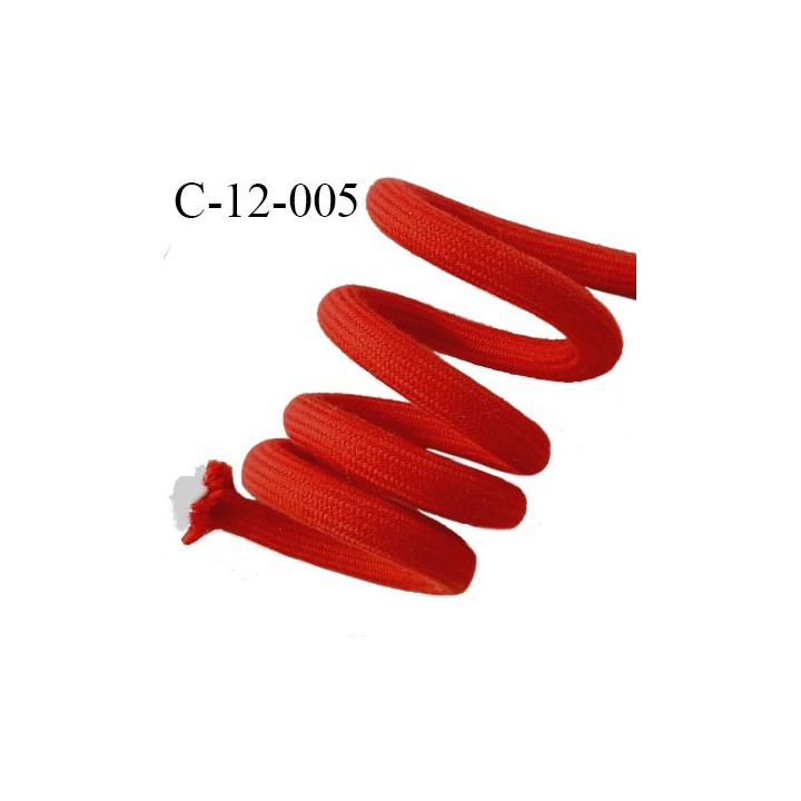 Cordon 12 mm très solide couleur rouge diamètre entre 12 mm et 14 mm avec cordon intérieur blanc diamètre 11 mm prix au mètre