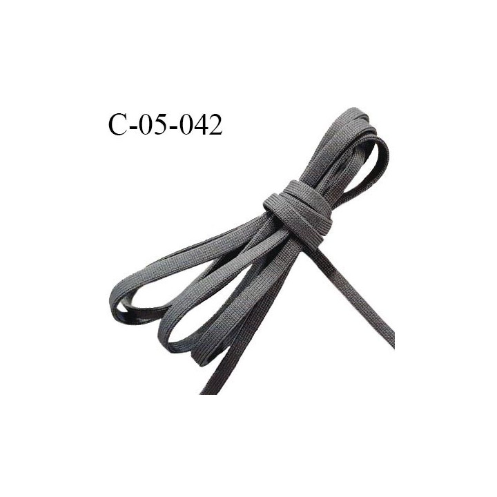 Cordon plat lacet tube 5 mm très solide couleur gris prix au mètre