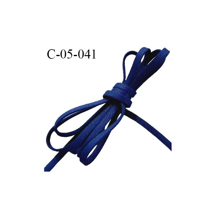 Cordon plat lacet tube 5 mm très solide couleur bleu marine prix au mètre