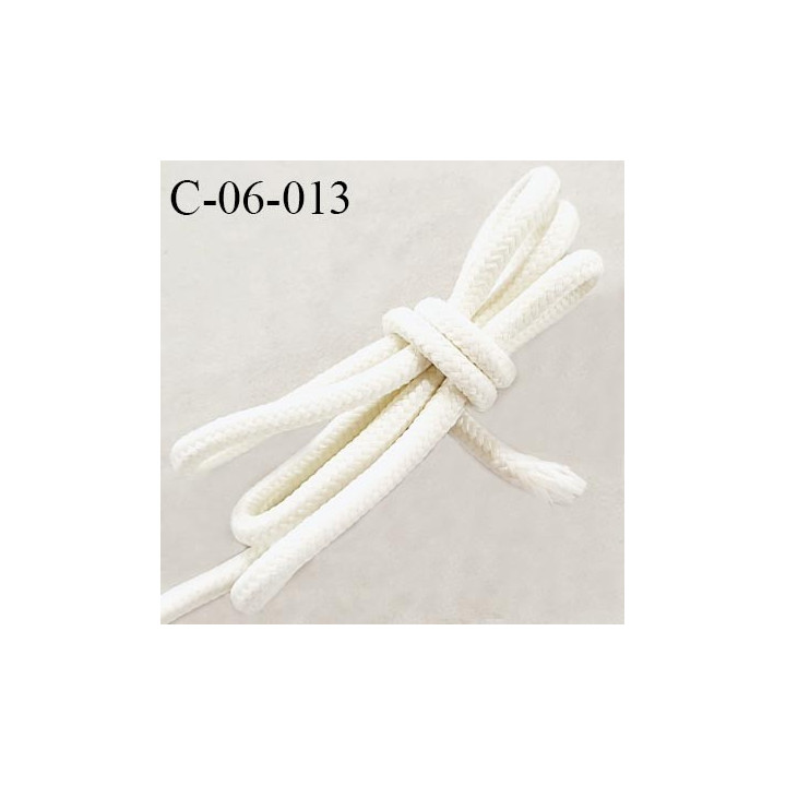 Cordon 6 mm très solide couleur écru avec cordon intérieur de 5 mm de diamètre prix au mètre