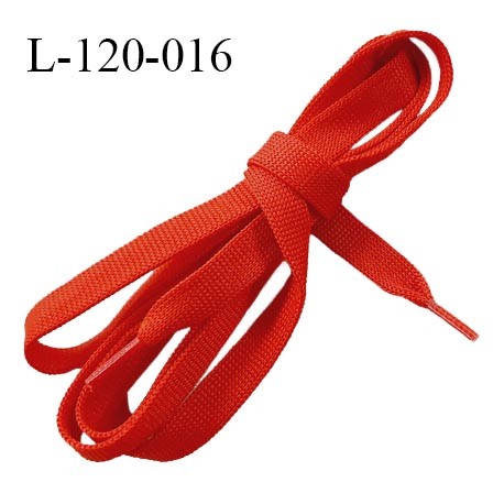 Lacet plat jersey 120 cm couleur rouge largeur 10 mm longueur 120 cm embout gainé prix pour une paire