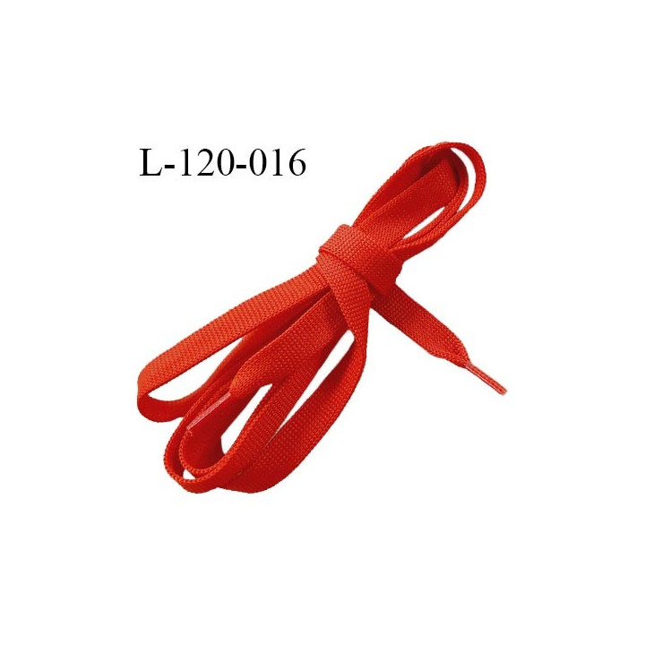 Lacet plat jersey 120 cm couleur rouge largeur 10 mm longueur 120 cm embout gainé prix pour une paire