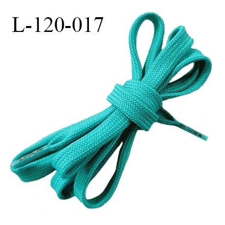 Lacet plat 120 cm couleur bleu vert largeur entre 10 et 12 mm longueur 120 cm prix pour une paire