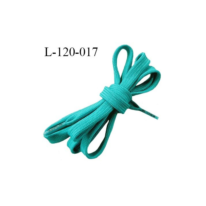 Lacet plat 120 cm couleur bleu vert largeur entre 10 et 12 mm longueur 120 cm prix pour une paire