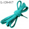 Lacet plat 120 cm couleur bleu vert largeur entre 10 et 12 mm longueur 120 cm prix pour une paire