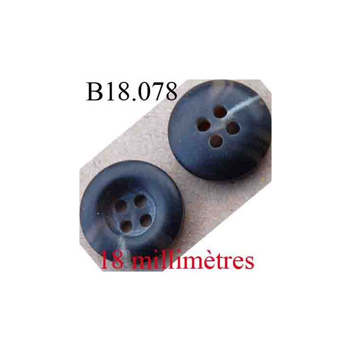 bouton 18 mm couleur marron clair et marron très foncé marbré 4 trous diamètre 18 mm 