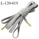 Lacet plat 120 cm couleur gris largeur 8 mm longueur 120 cm embout métal couleur or prix pour une paire