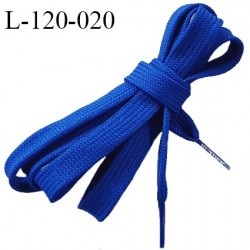 Lacet plat 120 cm couleur bleu largeur entre 10 et 12 mm longueur 120 cm embout gainé inscription SUNDEK prix pour une paire