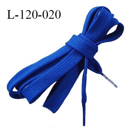 Lacet plat 120 cm couleur bleu largeur entre 10 et 12 mm longueur 120 cm embout gainé inscription SUNDEK prix pour une paire