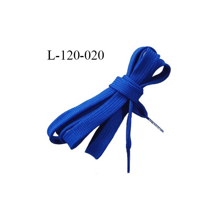 Lacet plat 120 cm couleur bleu largeur entre 10 et 12 mm longueur 120 cm embout gainé inscription SUNDEK prix pour une paire