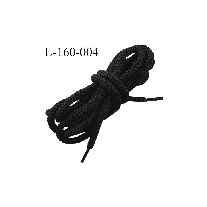 Lacet rond 160 cm couleur noir diamètre 6 mm longueur 160 cm embout gainé prix pour une paire