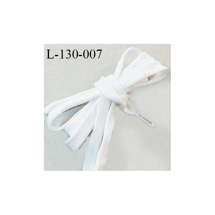 Lacet plat 130 cm couleur blanc diamètre 10 mm longueur 130 cm embout gainé inscription SUNDEK prix pour une paire