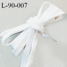 Lacet plat 90 cm couleur blanc largeur 10 mm longueur 90 cm embout gainé avec inscription SUNDEK  prix pour une paire
