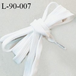 Lacet plat 90 cm couleur blanc largeur 10 mm longueur 90 cm embout gainé avec inscription SUNDEK prix pour une paire