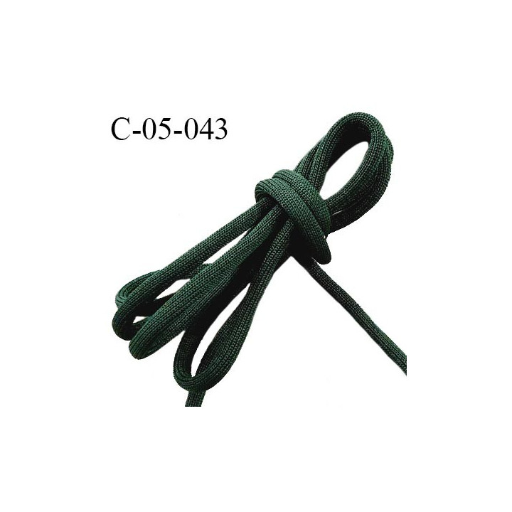 Cordon 5 mm très solide jersey couleur vert sapin avec cordon intérieur de 4 mm de diamètre prix au mètre