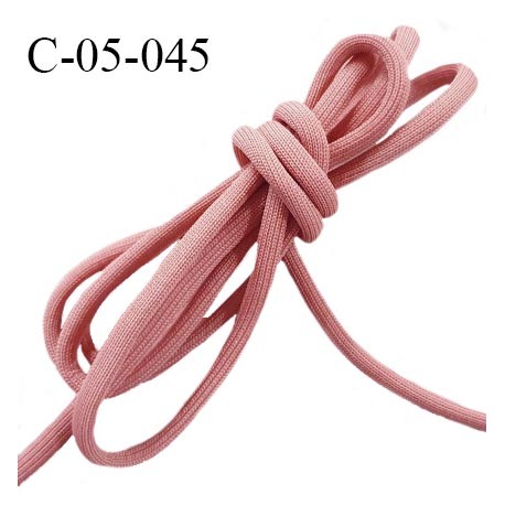 Cordon 5 mm très solide jersey couleur rose avec cordon intérieur de 4 mm de diamètre prix au mètre